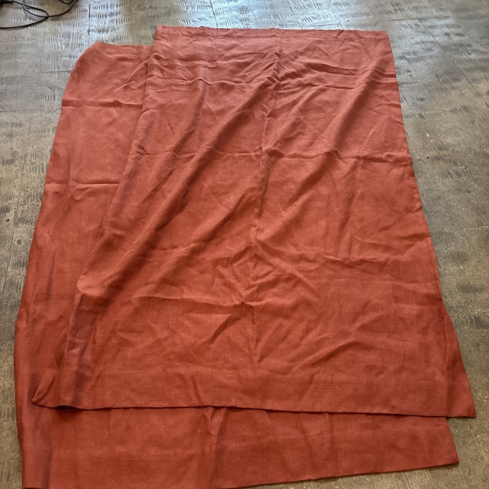Restoration Hardware Flax European Linen Chyanne Rust2 panels Lined